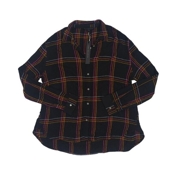 Jane + Delancey Black Plaid Button-Up Shirt Women’s M Cotton Relaxed Fit. NWT - Picture 4 of 10